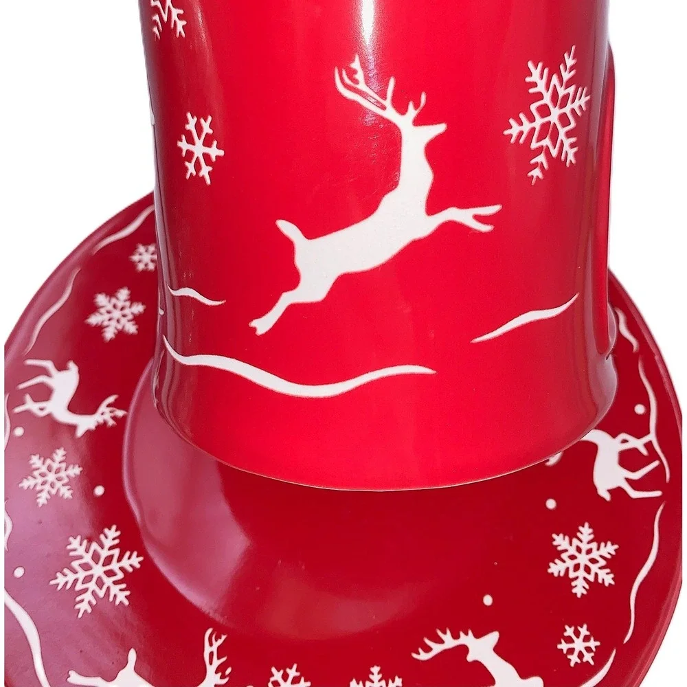 Retired Yankee Candle Leaping Reindeer Snowflakes Warmer, Under Plate Vtg Melts